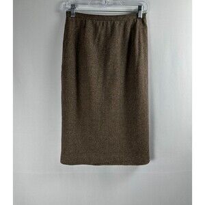 VTG Bill Burns Skirt Size 2 Brown Silk Wool 90s Career Academia Quiet Luxury